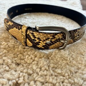 Vintage Italian Snake Skin Belt with Brass Buckle